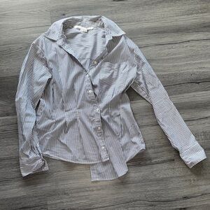 Veronica Beard Striped Navy and White Blouse